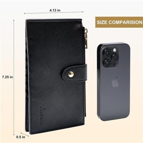 Women's Wallet RFID Blocking Bi fold Multi Card Wallet Zipper Pocket BLACK NEW - Picture 5 of 6